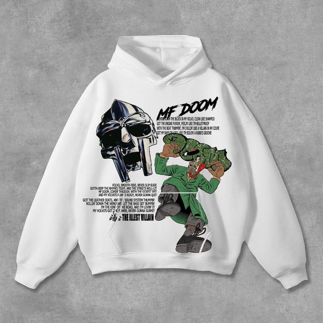 Vintage The Illest Villain Mf Doom Graphic Print Pocket Hoodie Product Image