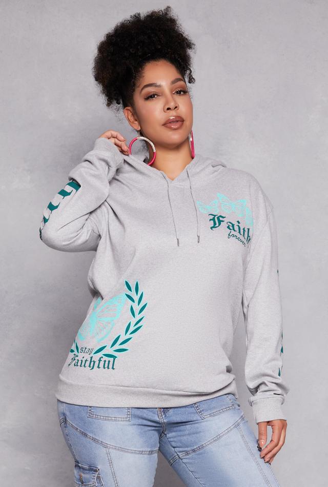 Womens Plus Size Faith Forever Butterfly Graphic Hoodie Product Image