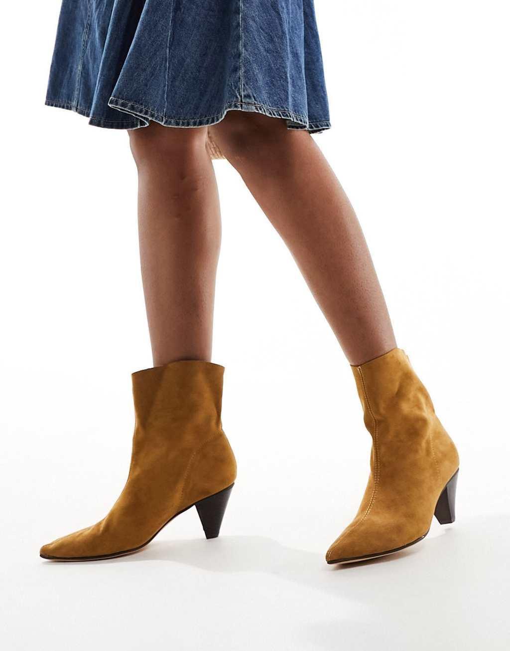 Truffle Collection cone heel ankle boots in tan Product Image