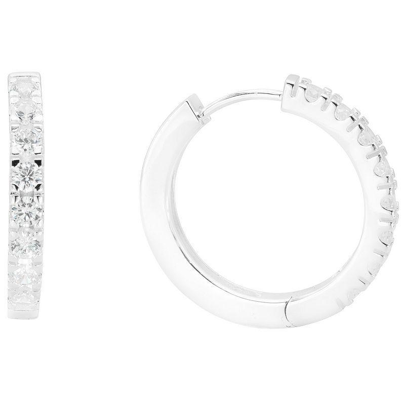 City Luxe Silver Tone Cubic Zirconia Hoop Earrings, Womens, Gold Tone Clear Product Image