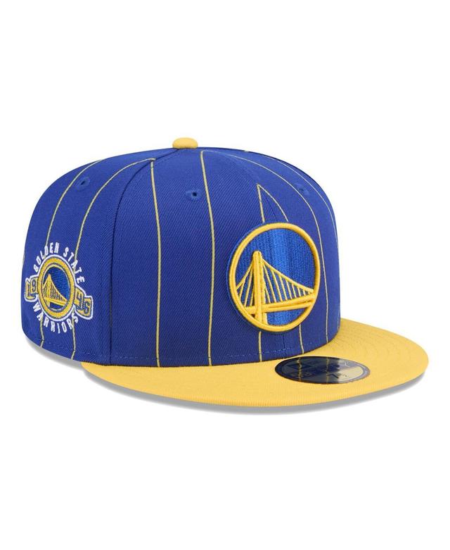 Mens New Era Royal/Gold Golden State Warriors Pinstripe Two-Tone 59FIFTY Fitted Hat Product Image