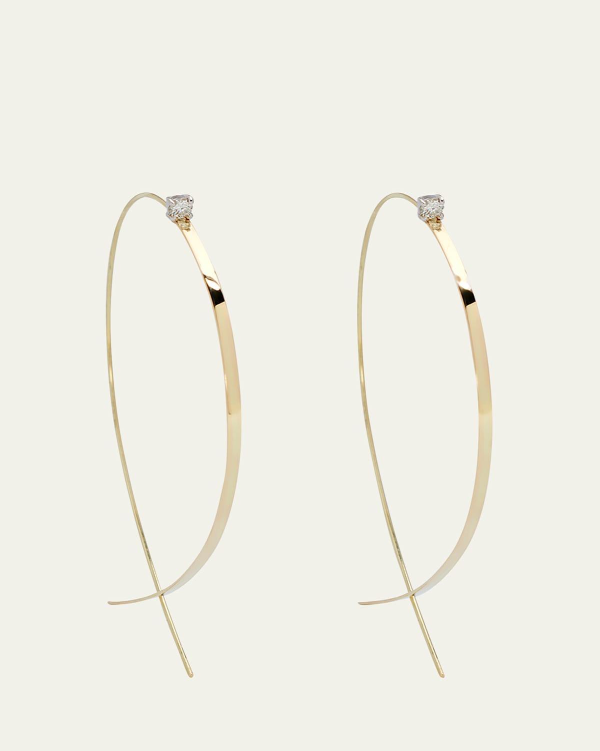 Solo Large Flat Upside Down Hoop Earrings with Diamonds, 60mm Product Image