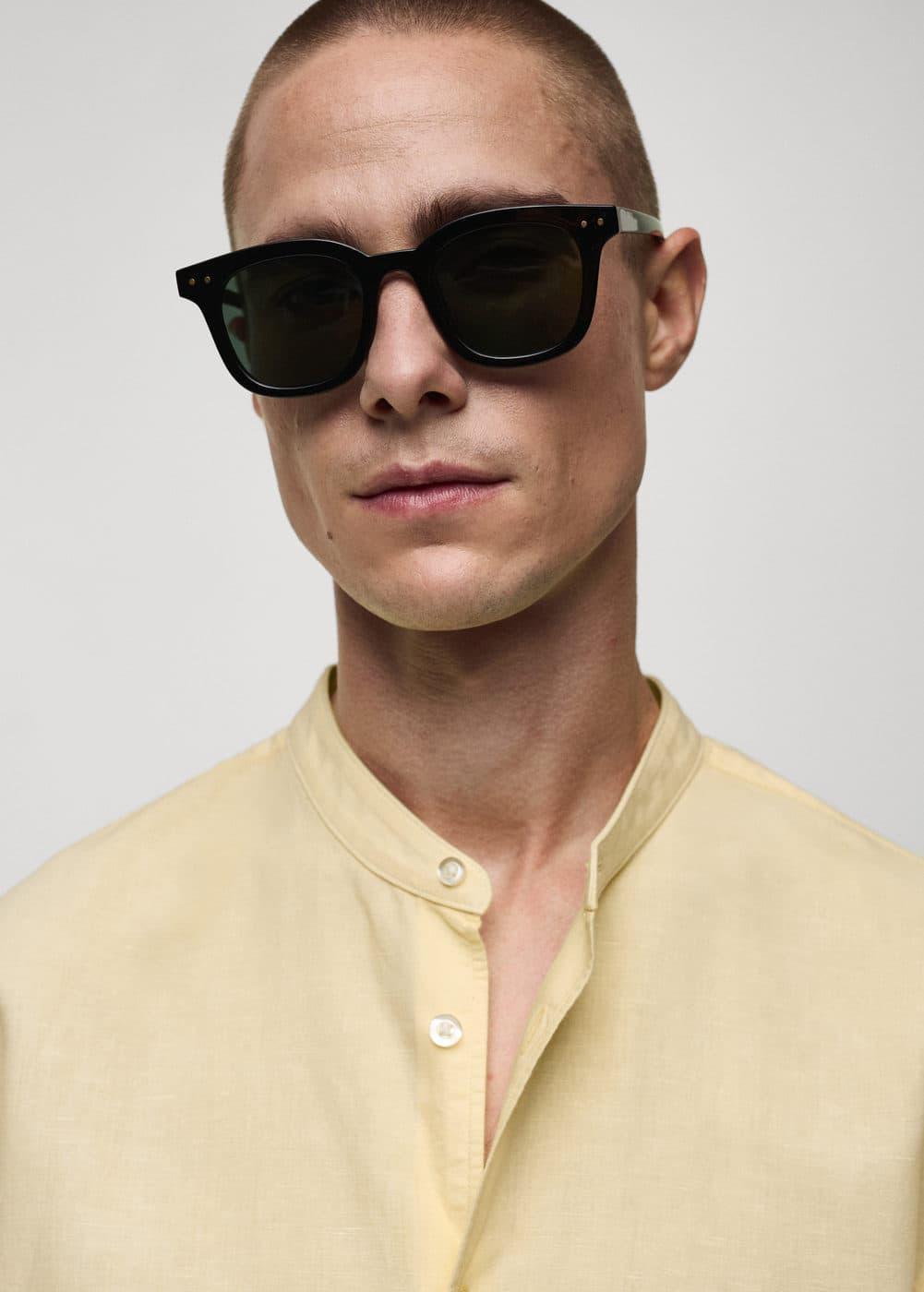 MANGO MAN - Classic-fit linen-blend shirt yellowMen Product Image