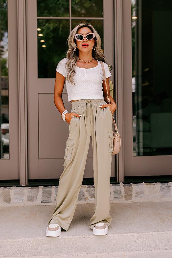 Sure And Steady High Waist Trousers In Sage Product Image