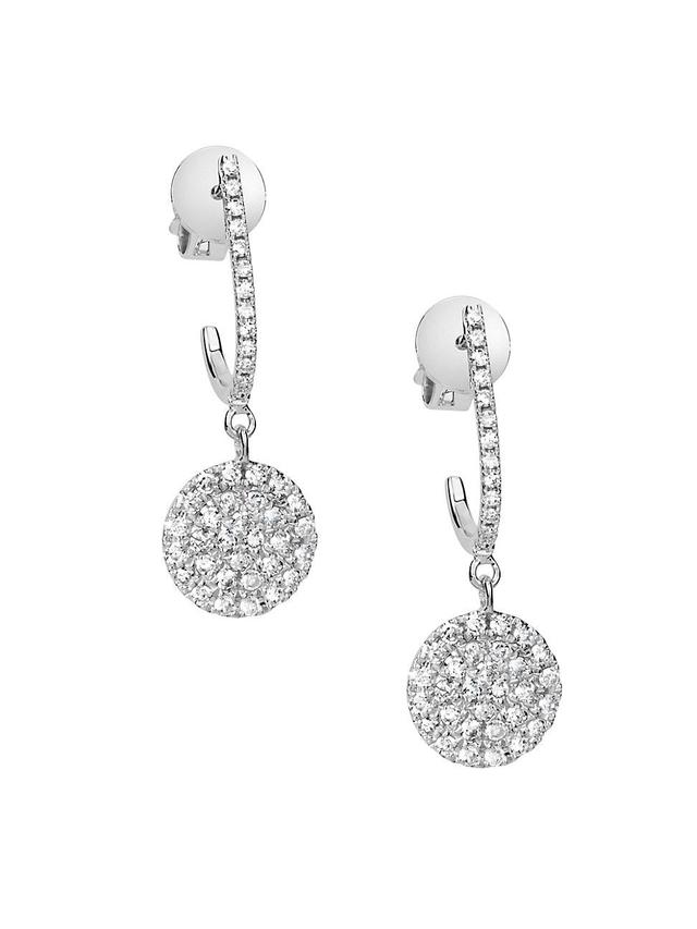 Womens 14K White Gold & Diamond Drop Earrings Product Image