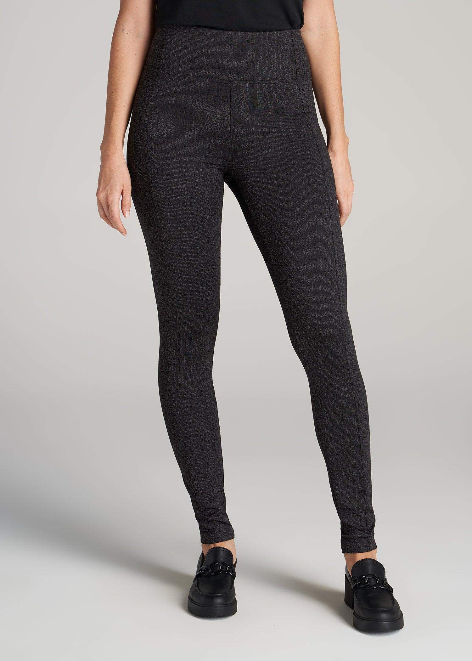 Textured Back Pocket Women's Tall Leggings in Black Charcoal Jacquard product image