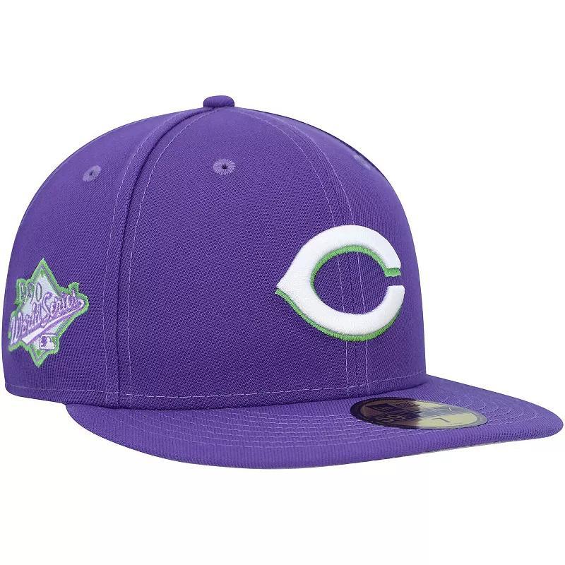 Mens New Era Purple Cincinnati Reds Lime Side Patch 59FIFTY Fitted Hat Product Image