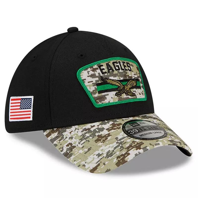 Mens New Era /Camo Philadelphia Eagles 2021 Salute To Service Historic Logo 39THIRTY Flex Hat Product Image