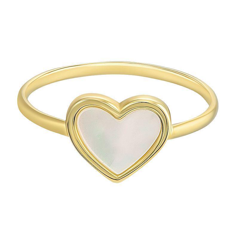 Forever 14K 14k Gold Mother of Pearl Heart Ring, Womens Yellow Product Image