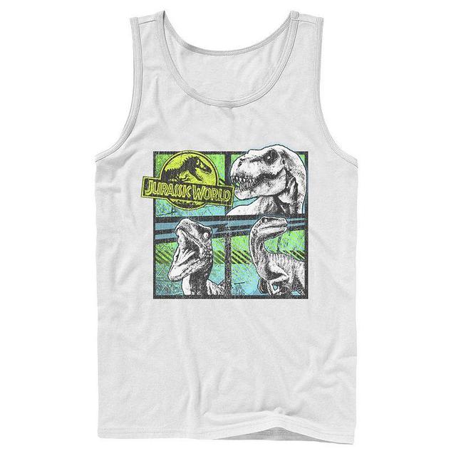 Mens Jurassic World Dinosaurs Group Of 3 Neon Graphic Tank Top Athletic Grey Product Image