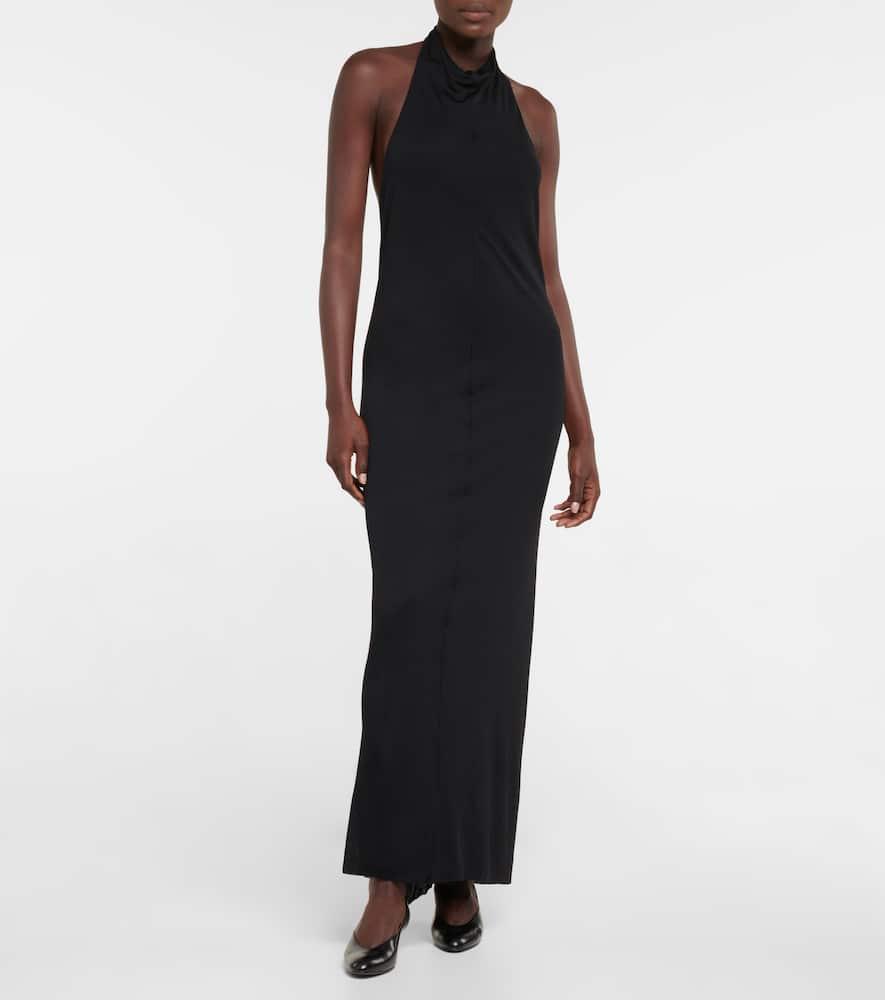 Brynlee Jersey Open Back Long Dress In Black Product Image