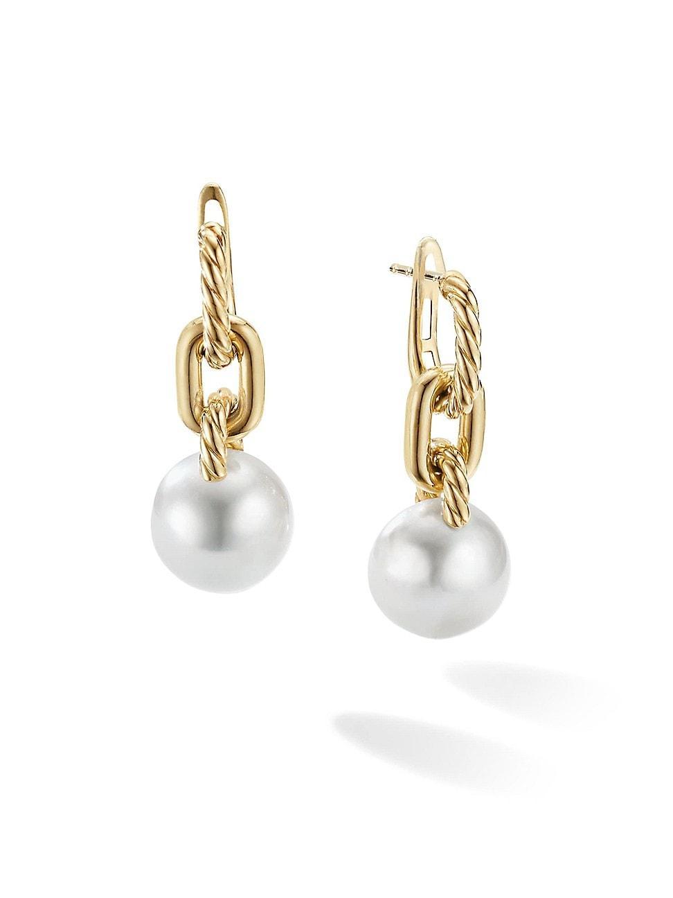 Womens Madison 11-12MM Pearl Chain Drop Earrings In 18K Yellow Gold Product Image