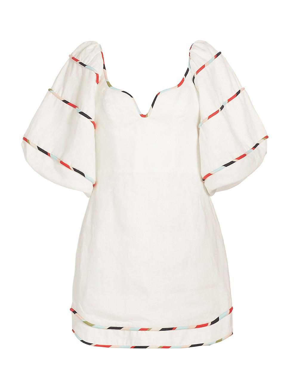 Womens Stripe Trim Linen Minidress Product Image