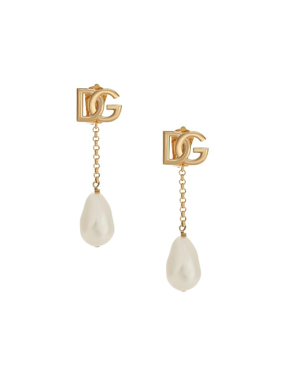 Dolce & Gabbana DG Logo Imitation Pearl Clip-On Earrings Product Image