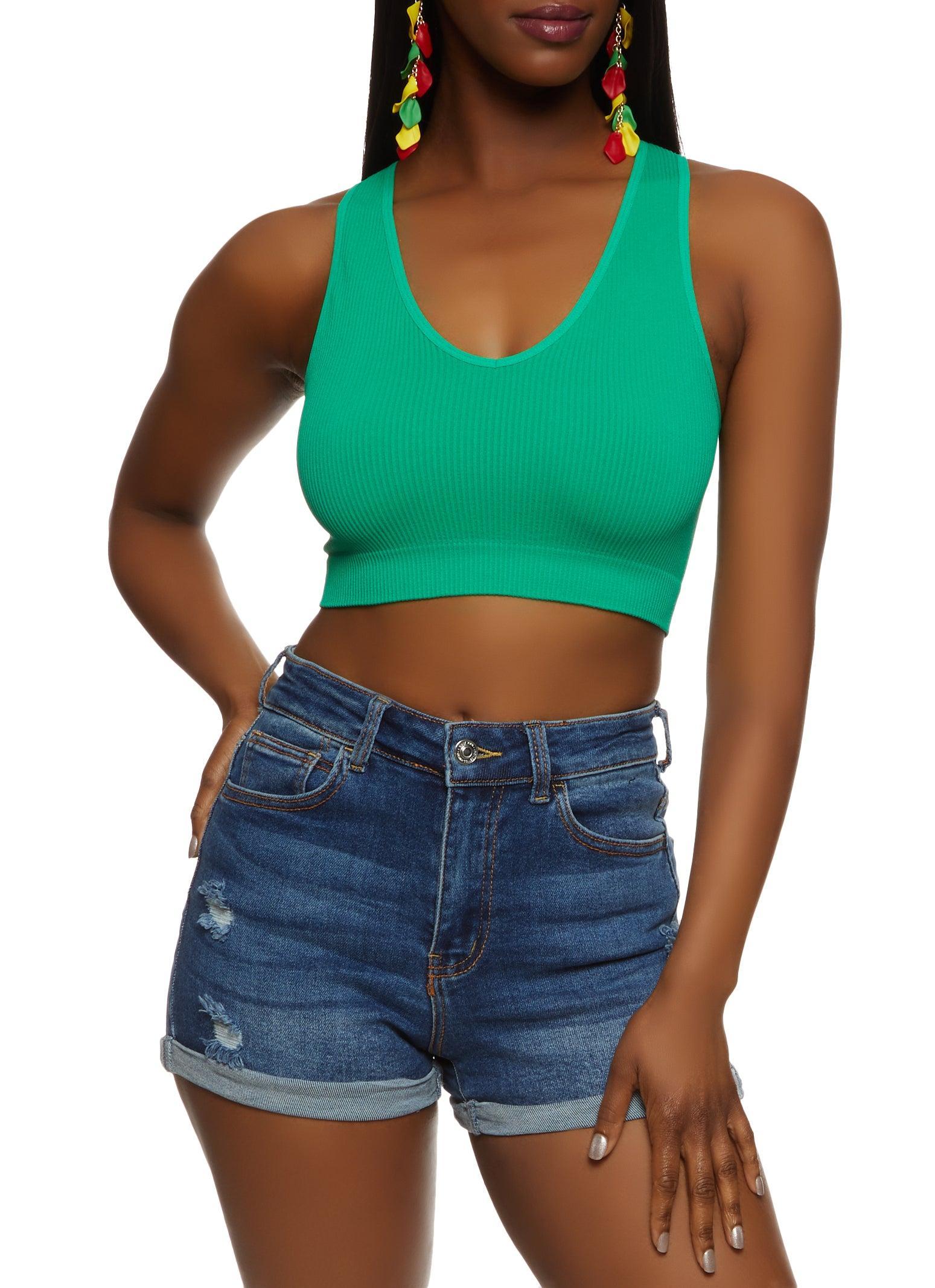 Womens Rib Knit Seamless Crop Top Product Image