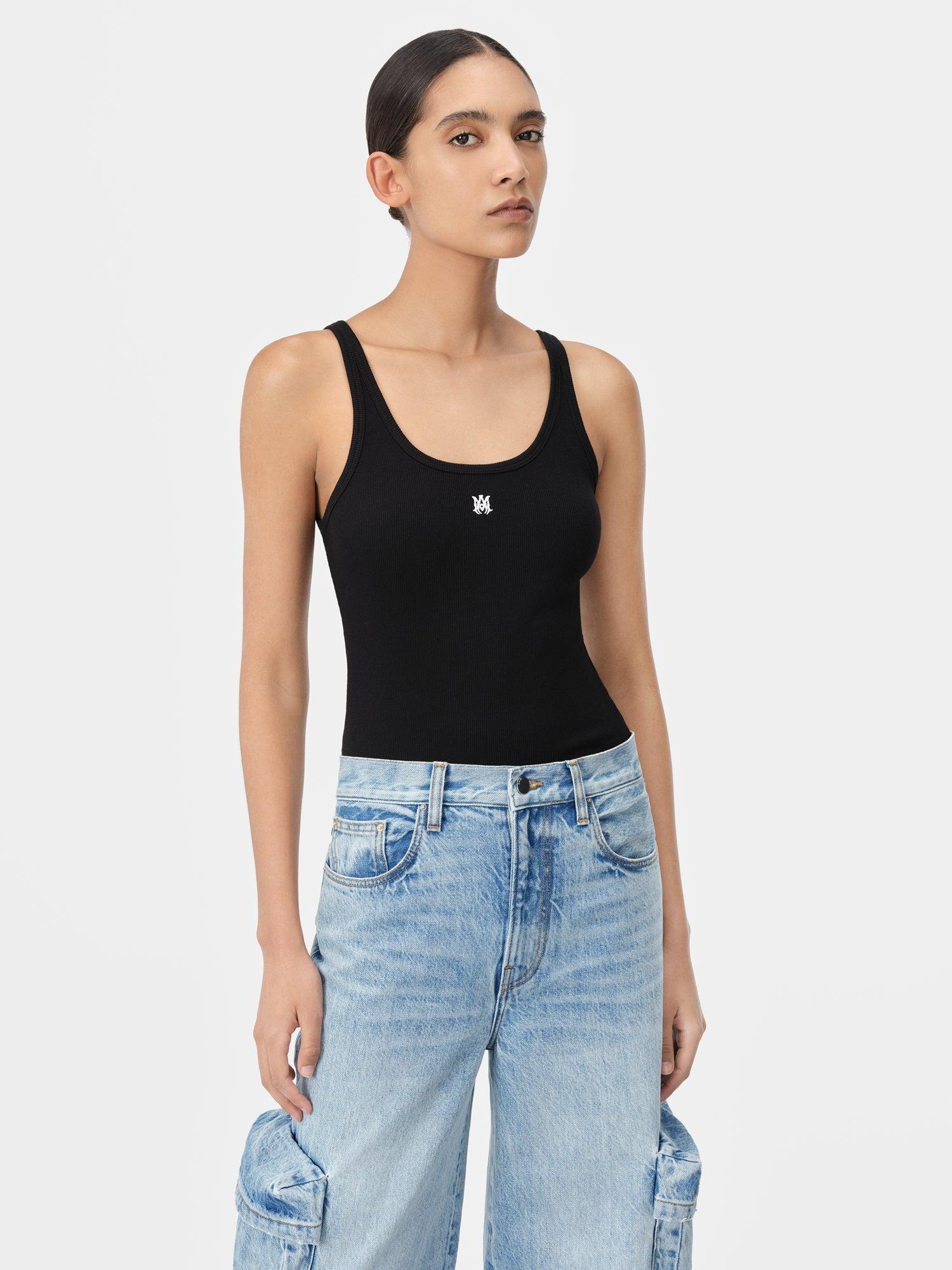 WOMEN - WOMEN'S MA EMBROIDERED RIBBED TANK - Black Female Product Image