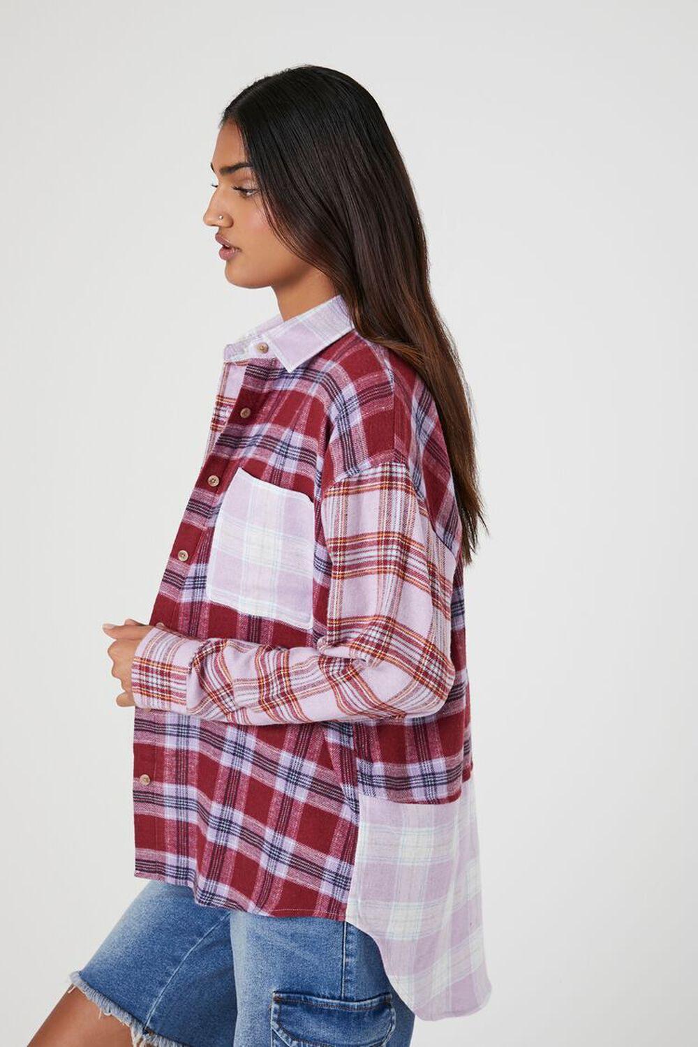 Oversized Colorblock Plaid Flannel Shirt | Forever 21 Product Image