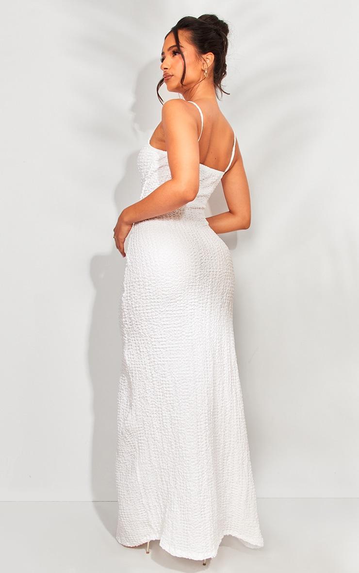 Petite White Strappy Textured Cut Out Maxi Dress Product Image