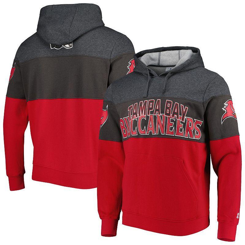 Mens Starter Heather Charcoal/Red Tampa Bay Buccaneers Extreme Pullover Hoodie Product Image