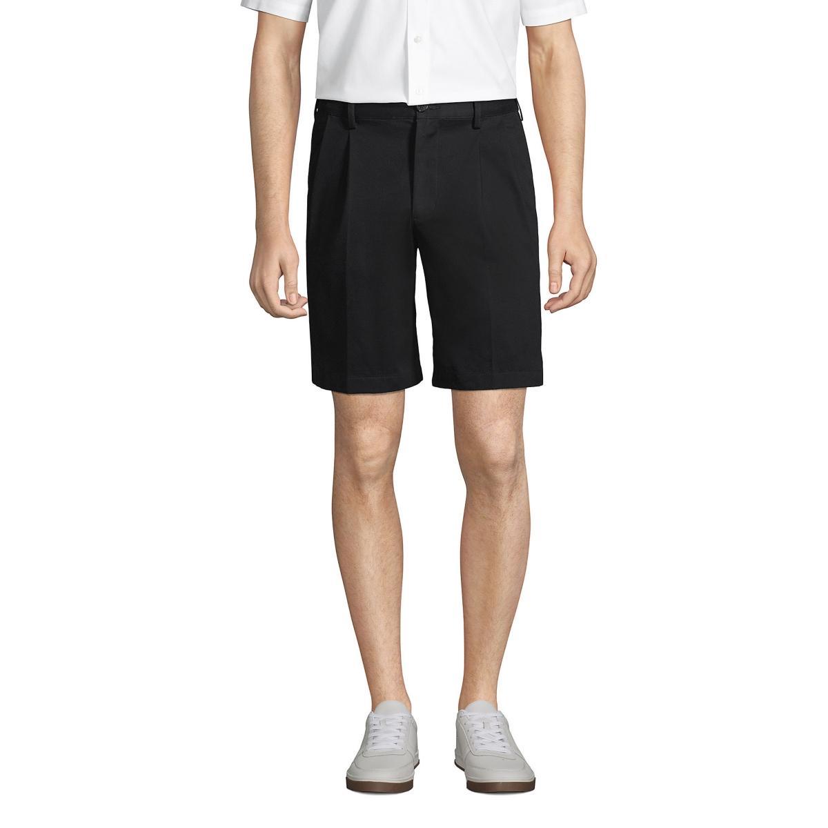 Mens Lands End Comfort Waist 9-inch No-Iron Pleated Chino Shorts Product Image