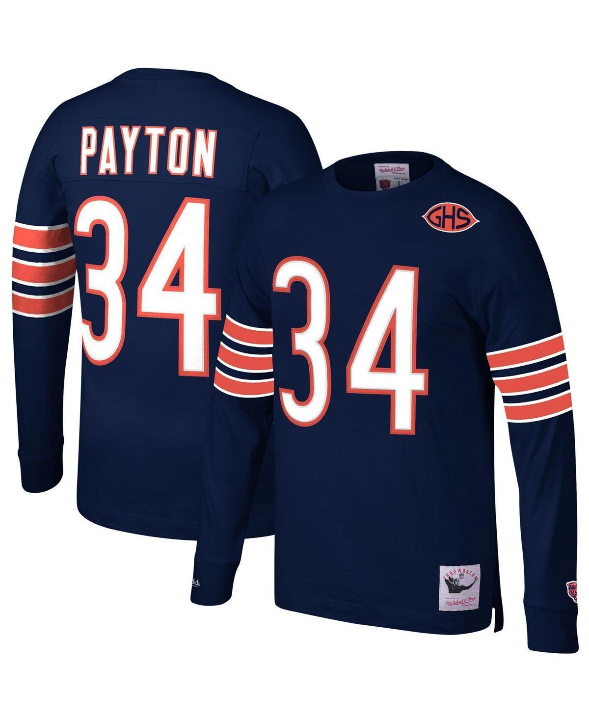 Mens Mitchell & Ness Walter Payton Navy Chicago Bears Throwback Retired Player Name and Number Long Sleeve Top Product Image