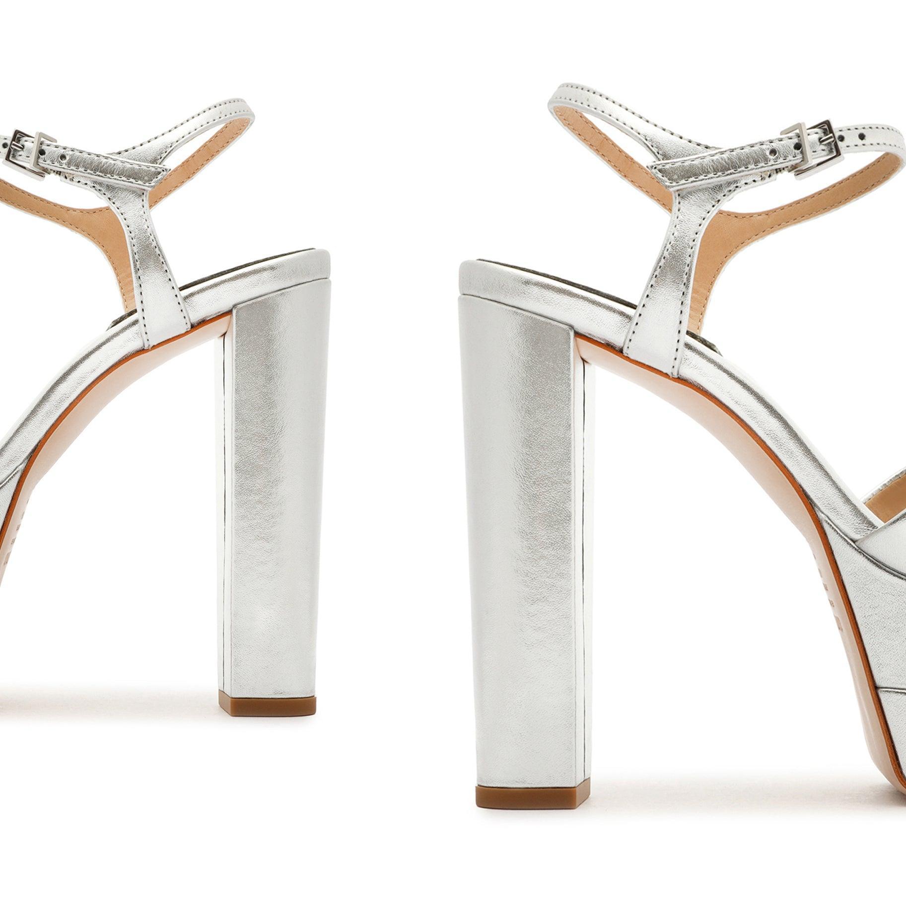 Keefa High Metallic Leather Sandal - 8 Silver Metallic Leather Product Image