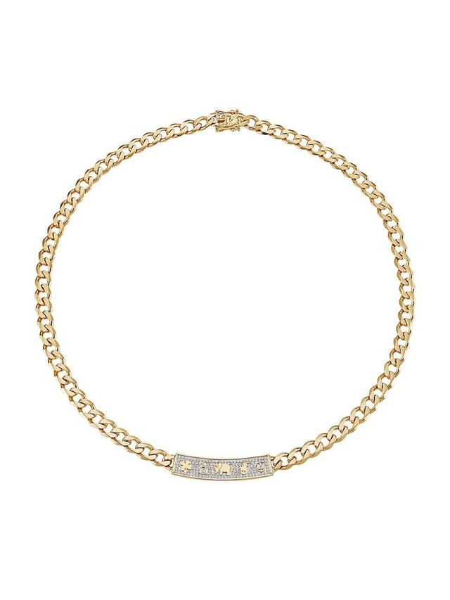 Womens Luck Icons 14K Yellow Gold & Diamond Bar Necklace Product Image