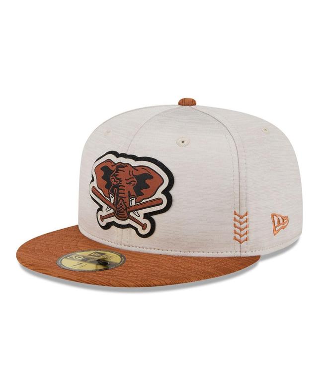 Mens New Era Stone Oakland Athletics 2024 Clubhouse 59FIFTY Fitted Hat - Stone Product Image