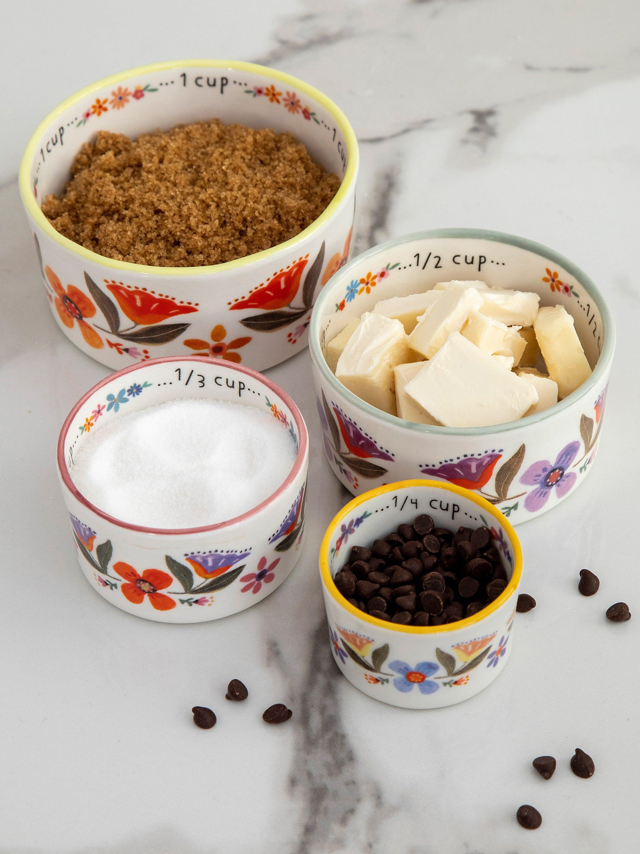 Ceramic Nesting Measuring Cups - Rainbow Floral Product Image