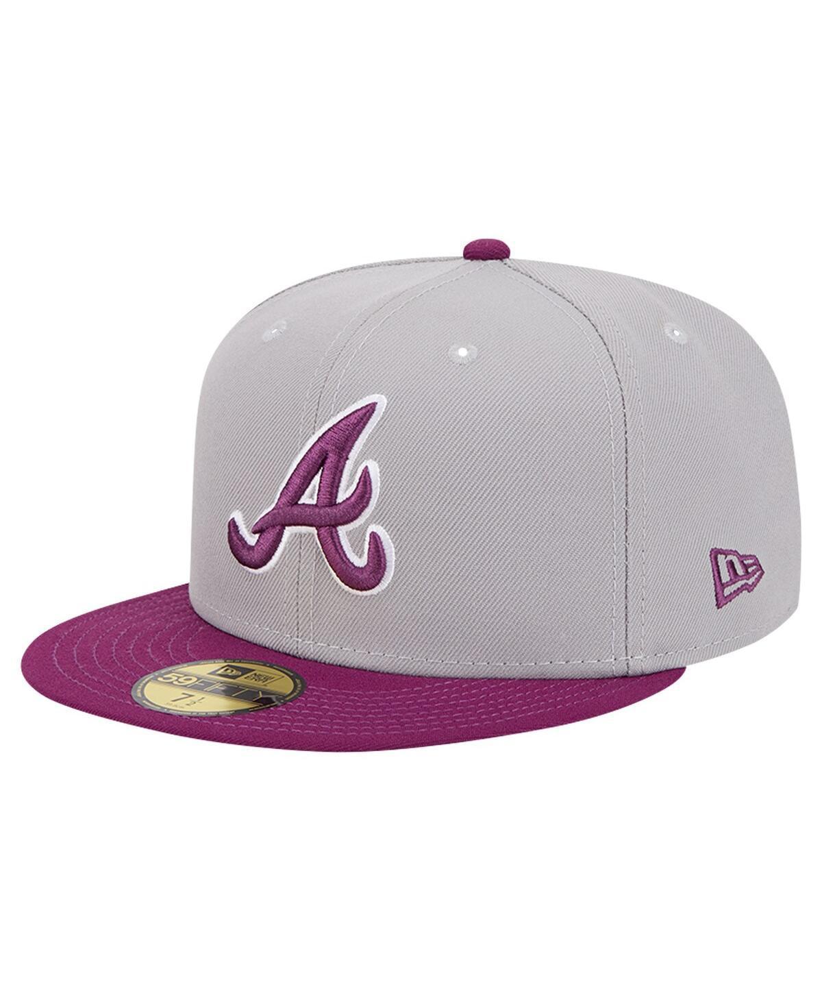 New Era Mens Gray Atlanta Braves Two-Tone Color Pack 59FIFTY Fitted Hat - Gray, Purple Product Image