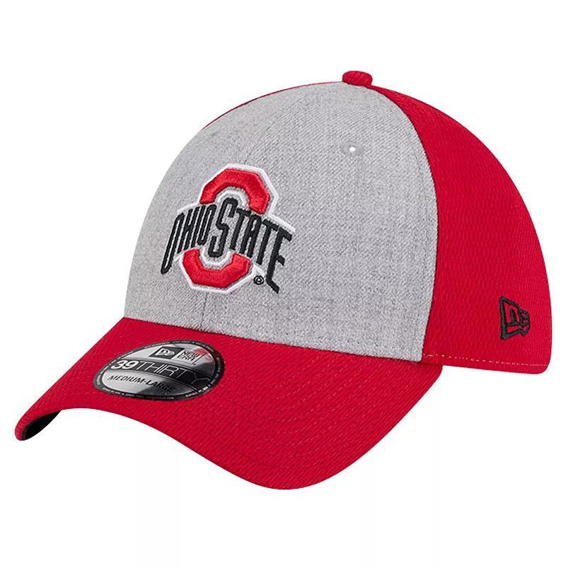 Mens New Era Heather Gray/Scarlet Ohio State Buckeyes Two-Tone 39THIRTY Flex Hat Product Image