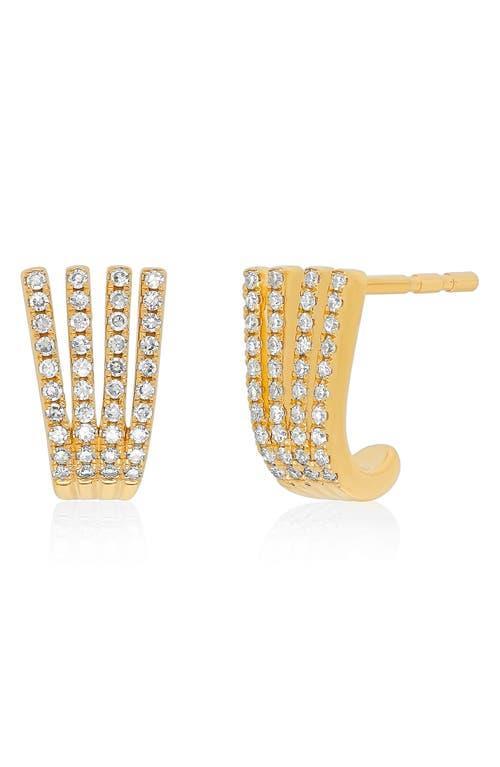 EF Collection Diamond Reverse Multi Huggie Hoop Earrings Product Image