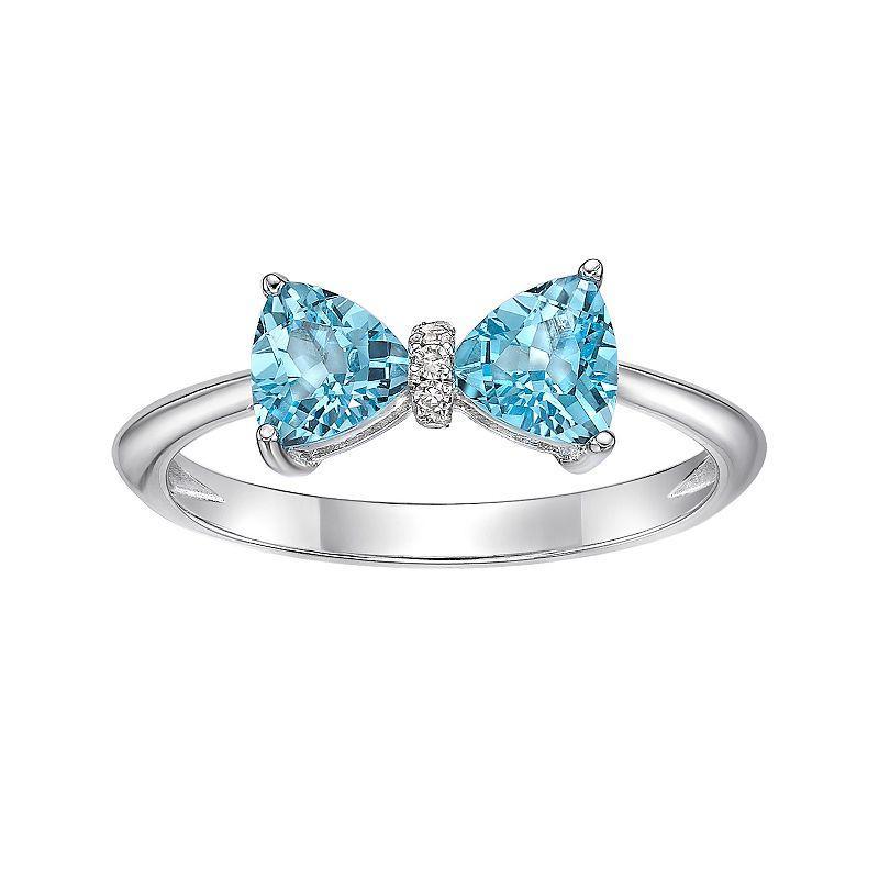 Gemminded Sterling Silver Blue Topaz & Diamond Accent Ring, Womens Product Image