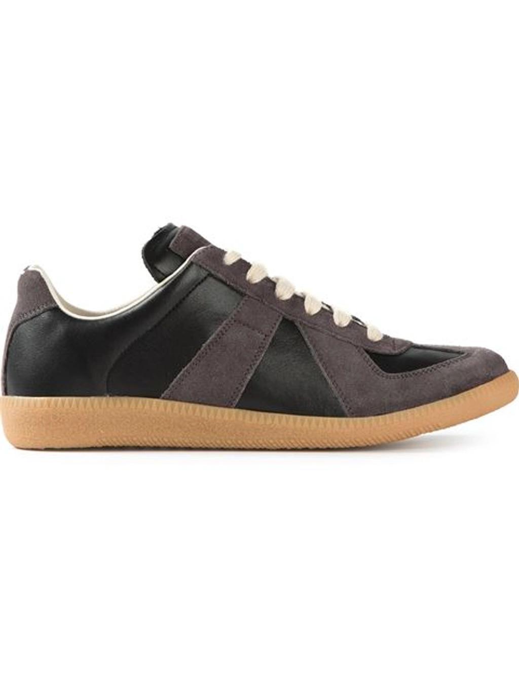 Replica Leather And Suede Sneakers In Black Product Image