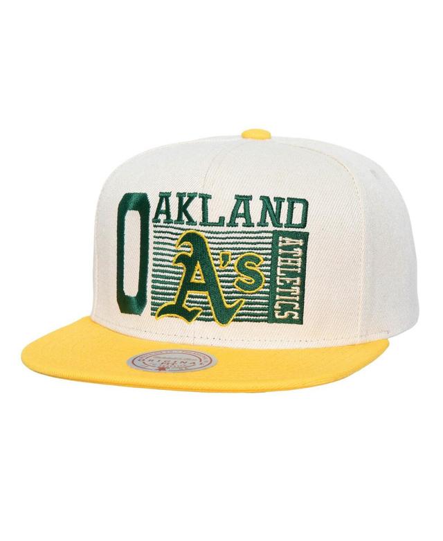 Mitchell & Ness Mens Cream Oakland Athletics Cooperstown Collection Speed Zone Snapback Hat Product Image