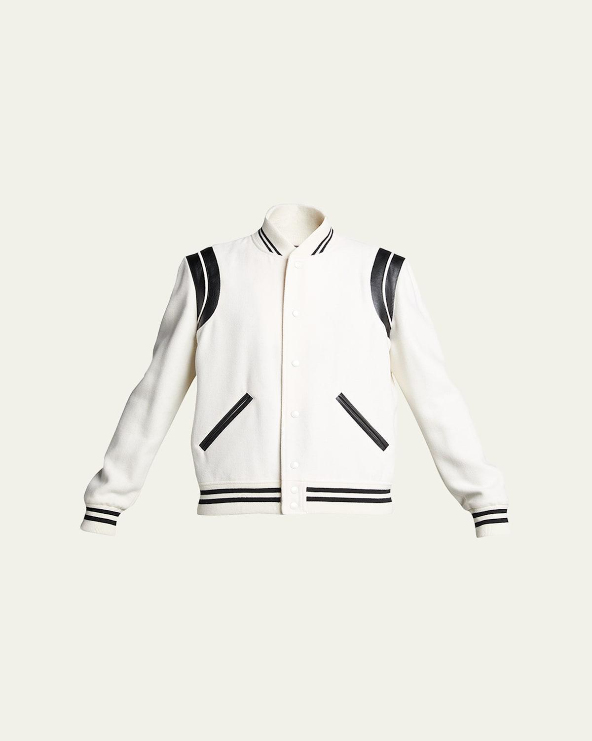 Saint Laurent Teddy Stretch Wool Varsity Jacket Product Image