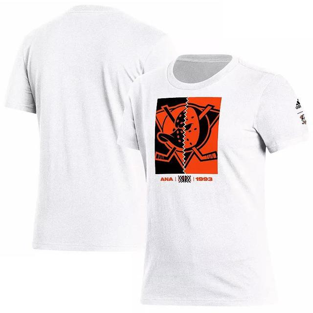 Womens adidas White Anaheim Ducks Reverse Retro 2.0 Playmaker T-Shirt Product Image