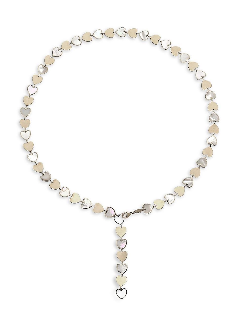 Womens 14K Yellow Gold & Mother-Of-Pearl Heart Necklace Product Image