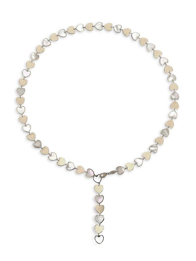 Womens 14K Yellow Gold & Mother-Of-Pearl Heart Necklace Product Image