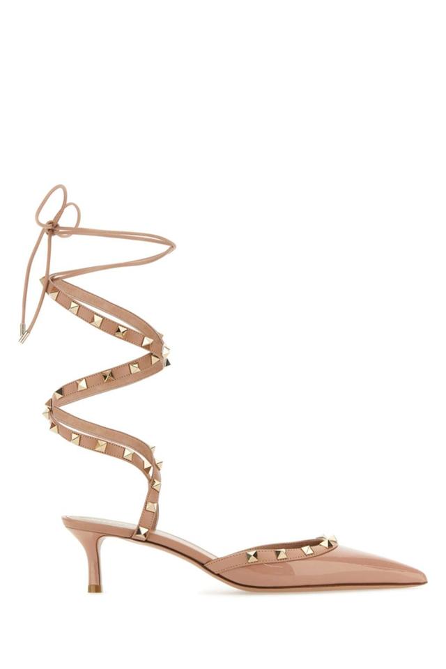 Rockstud Patent Gladiator Pumps In Pink Product Image