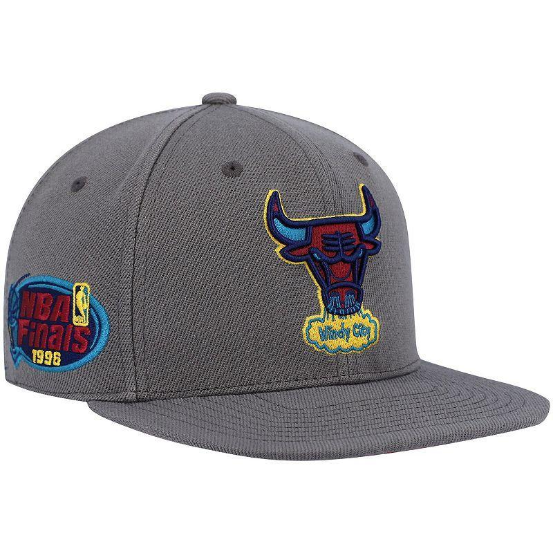 Mens Mitchell & Ness Charcoal Chicago Bulls Hardwood Classics 1996 NBA Finals Carbon Cabernet Fitted Hat Product Image