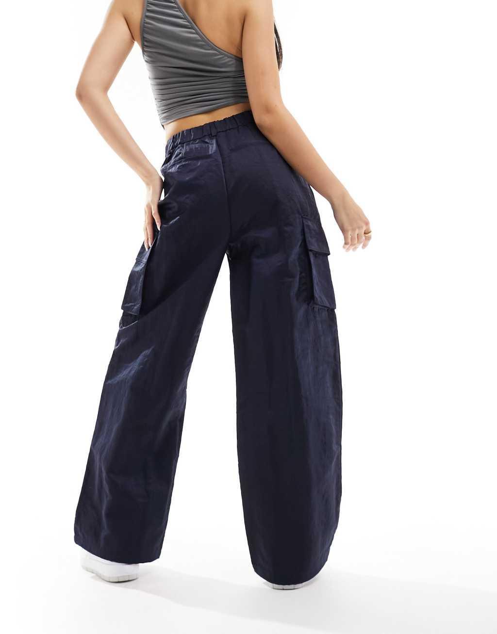 River Island wide leg cargo pants in navy Product Image