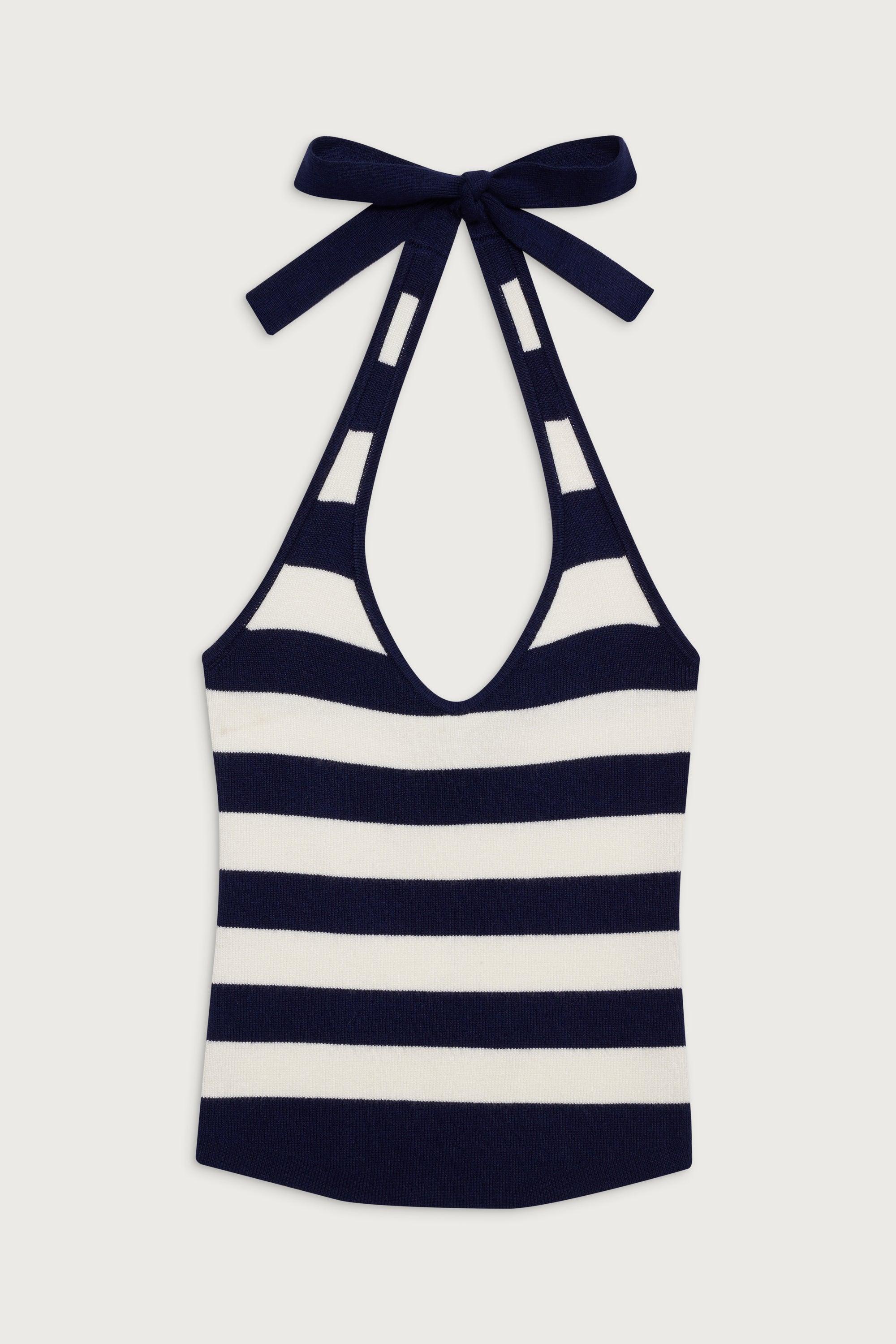 Marialla Knit Halter Top - Sea Stripe Product Image