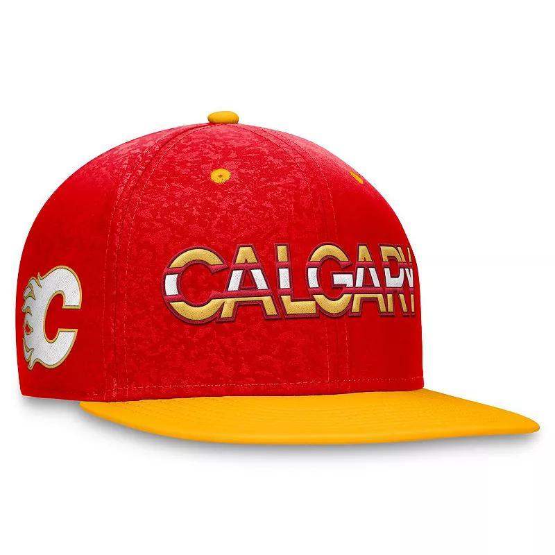 Mens Fanatics Branded Red/Yellow Calgary Flames Authentic Pro Rink Two-Tone Snapback Hat Product Image