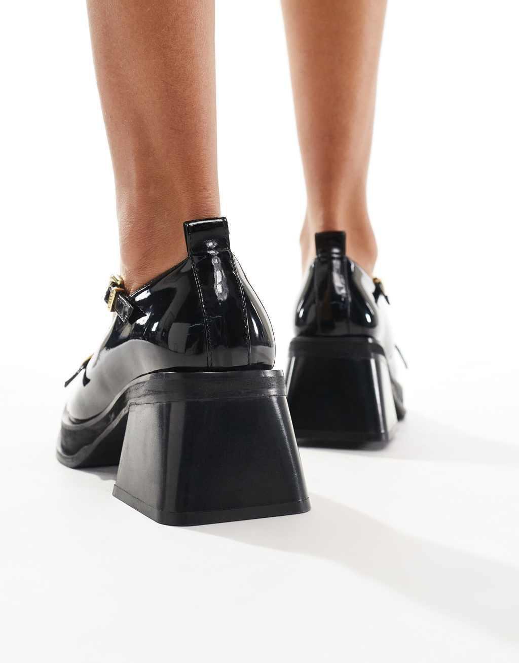 Walk London mary jane flatform shoes in patent black Product Image