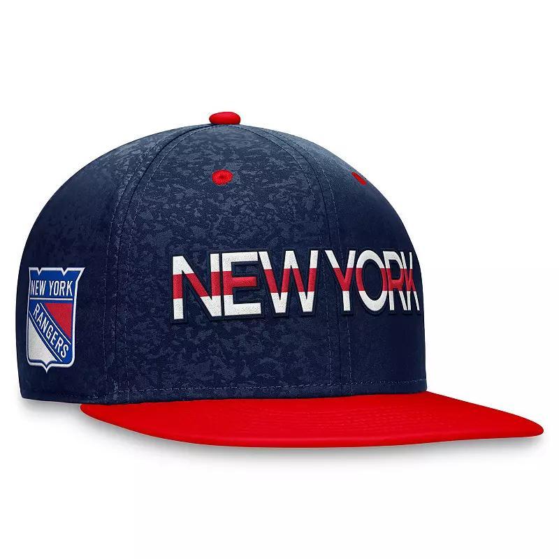 Mens Fanatics Branded Navy/Red New York Rangers Authentic Pro Rink Two-Tone Snapback Hat, Ran Blue Product Image