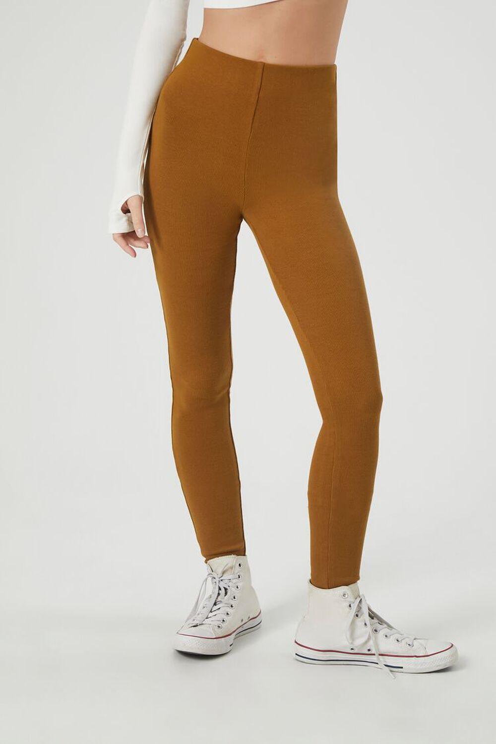 Ribbed Knit High-Rise Leggings | Forever 21 Product Image