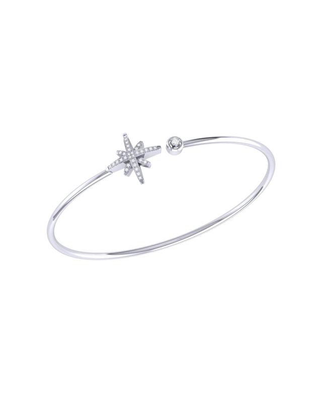 LuvMyJewelry North Star Design Sterling Silver Diamond Adjustable Women Cuff Product Image