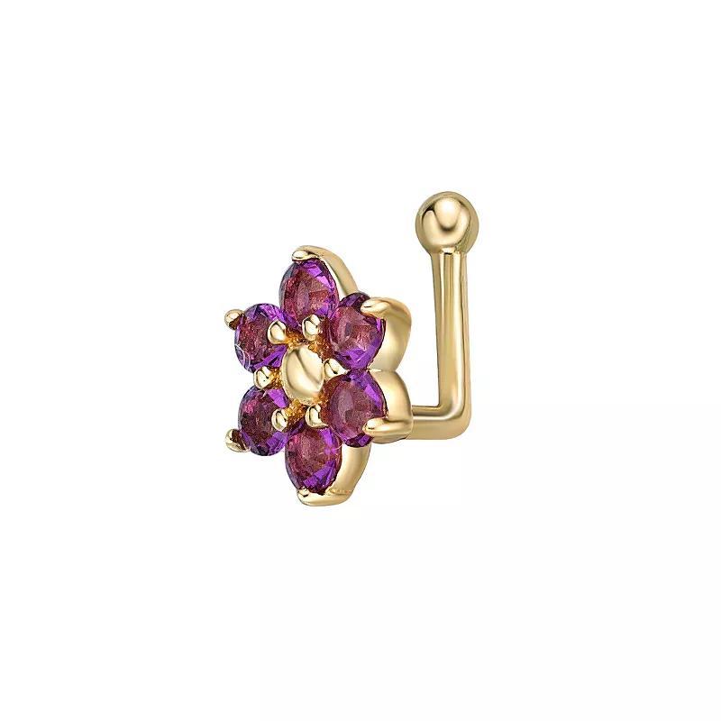 Lila Moon 14k Gold Flower Nose Ring, Womens, Purple Product Image