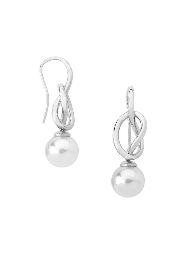 Womens Nudo Rhodium-Plated Silver & Faux White Pearl Earrings Product Image